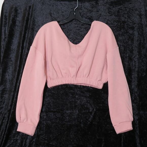 Long Sleeve Crop Top V neck athleisure activewear look SOFT Sz S BBJ Los Angeles - Picture 2 of 14